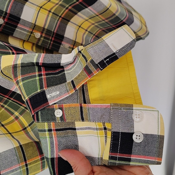 Cinch yellow green & black plaid button up Shirt Men's XL Plaid Button-Up - Picture 3 of 8